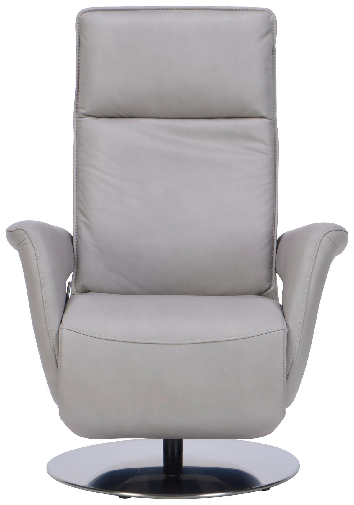 RELAXSESSEL in Leder Hellgrau  - Edelstahlfarben/Hellgrau, Design, Leder/Metall (83/112/87cm) - Valdera