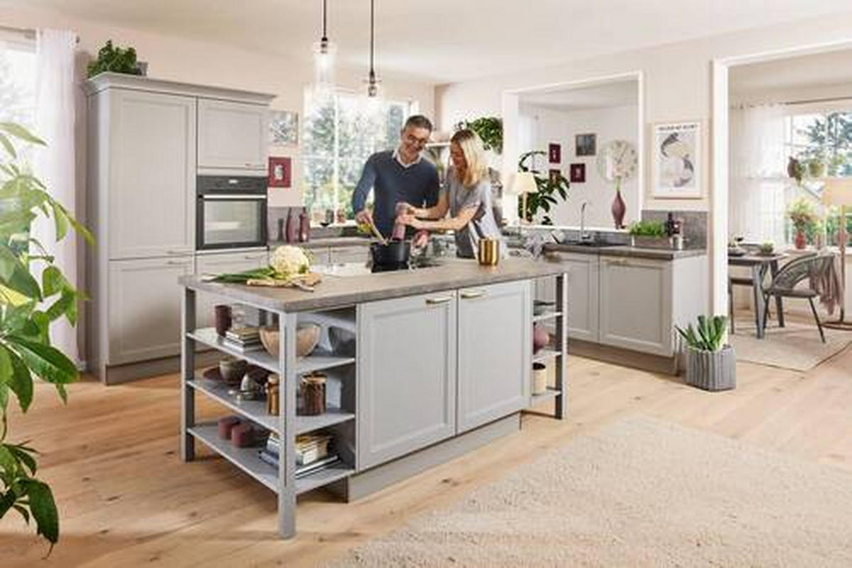 EINBAUKÜCHE RAVENNA  - Goldfarben/Grau, Basics, Holzwerkstoff/Metall - Moderano