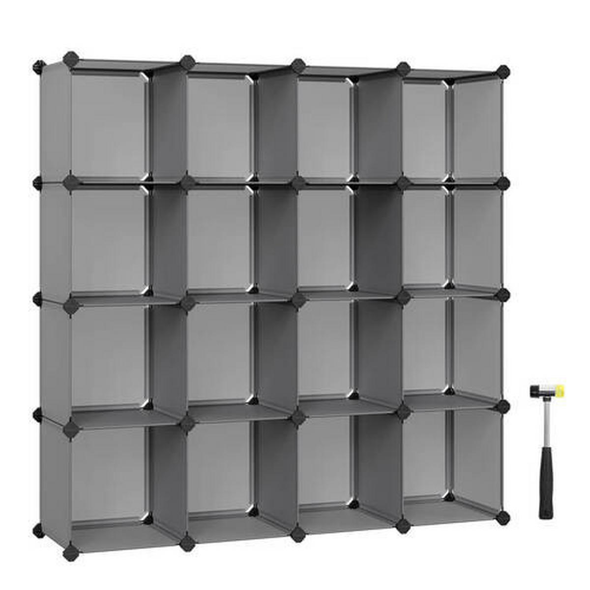 KOMBINÁCIA REGÁLOV, sivá, železo, 153/153/31 cm - čierna/sivá, Basics, kov/plast (153/153/31cm) - Boxxx