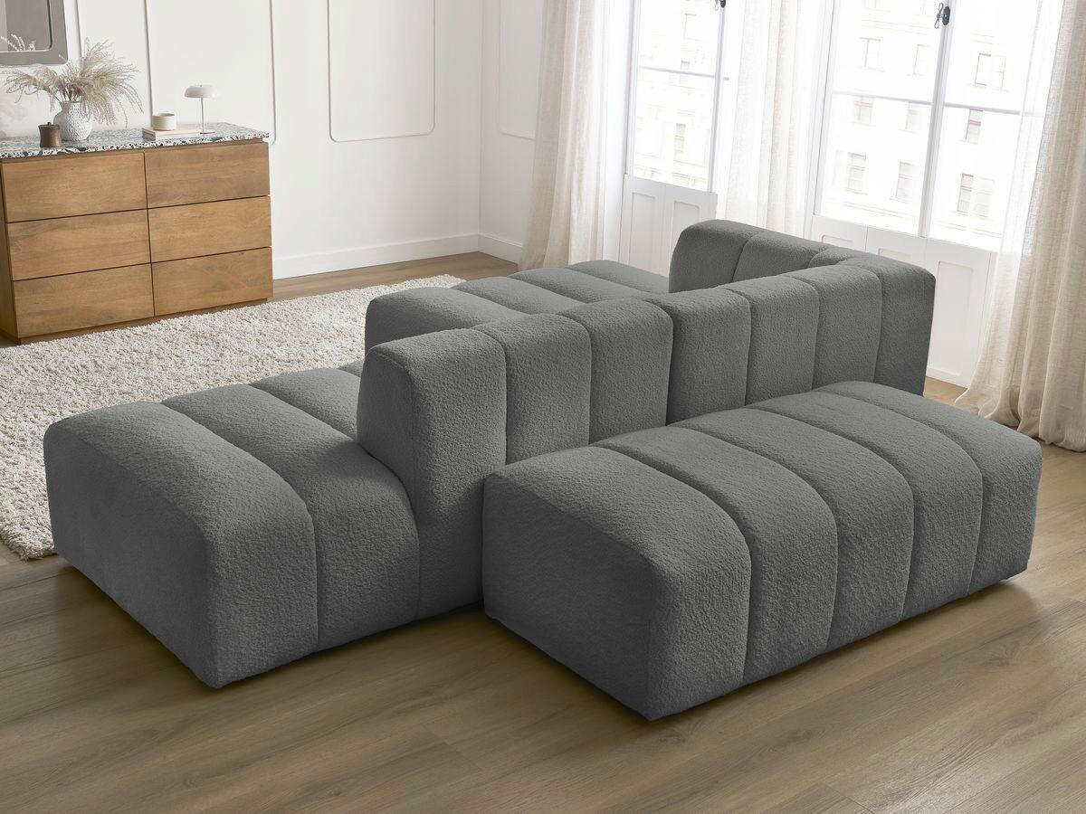 ECKSOFA  ANNECY Dunkelgrau Bouclé  - Dunkelgrau/Schwarz, MODERN, Kunststoff/Textil (170/262cm)