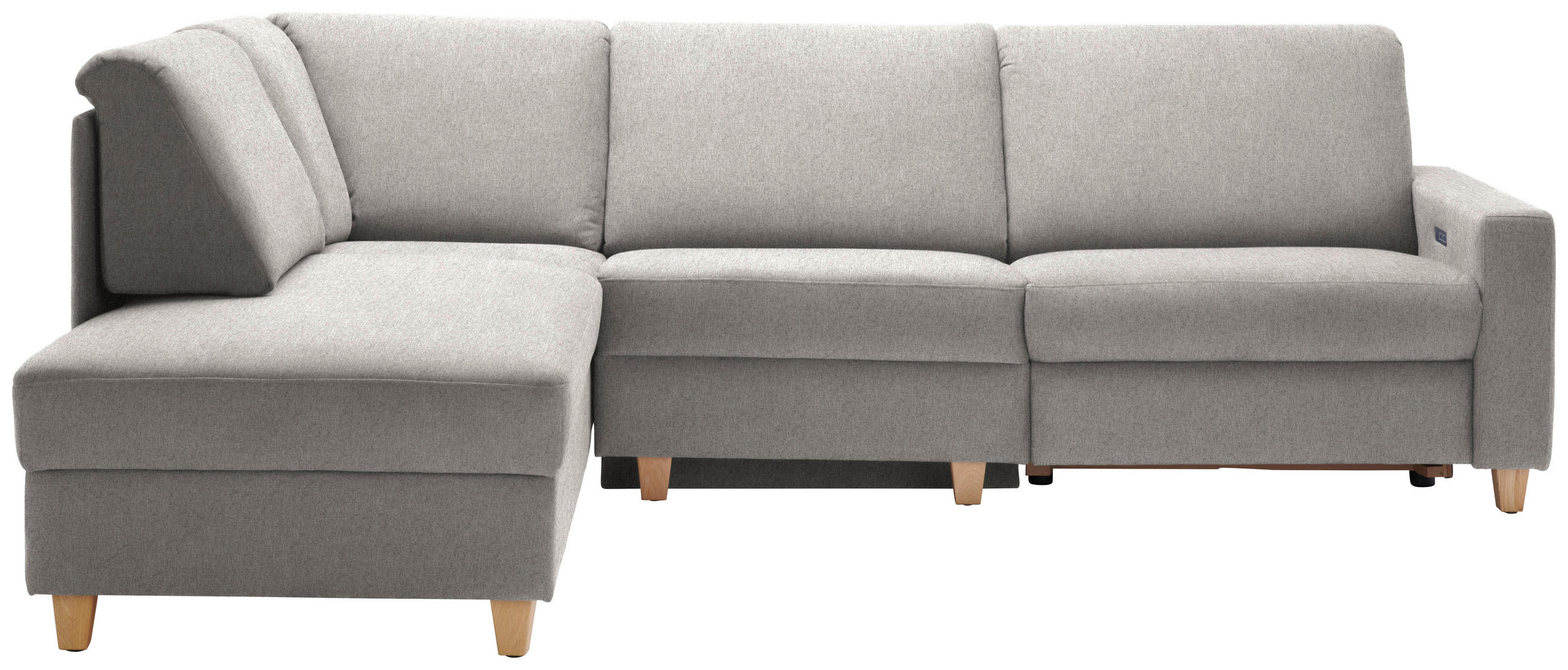 ECKSOFA in Flachgewebe Ecru  203/261 cm  - Ecru/Eichefarben, KONVENTIONELL, Holz/Textil (203/261cm) - Sedda