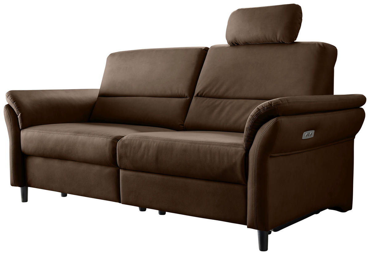 3-SITZER-SOFA in Lederlook Braun  - Schwarz/Braun, Modern, Holz/Textil (192/90/89cm) - Livetastic