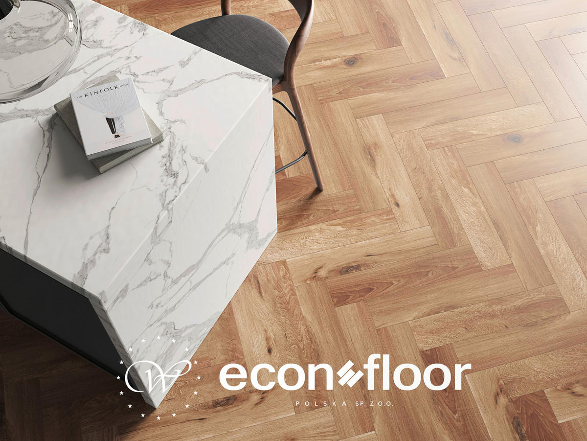 VINYLGOLV Econfloor HERRINGBONE 55 ONTANO NATUR  per  m² - naturfärgad, Basics, plast/sten (61/12,6/0,57cm) - Econfloor