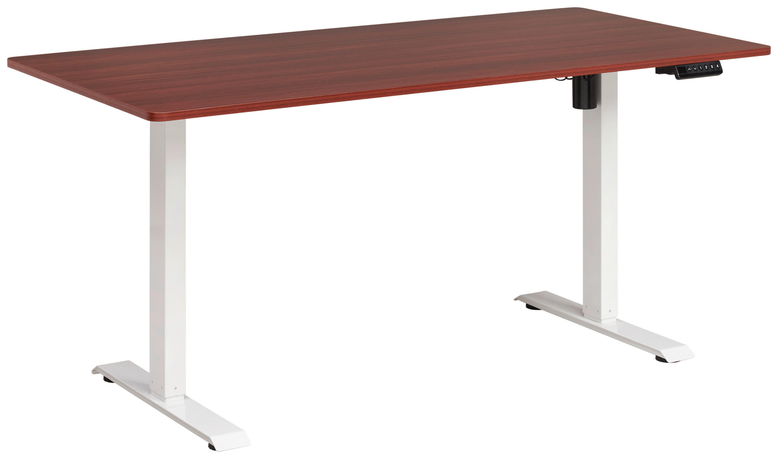 Livetastic Schreibtisch Weiß, Walnuss 80x73-123x160 cm