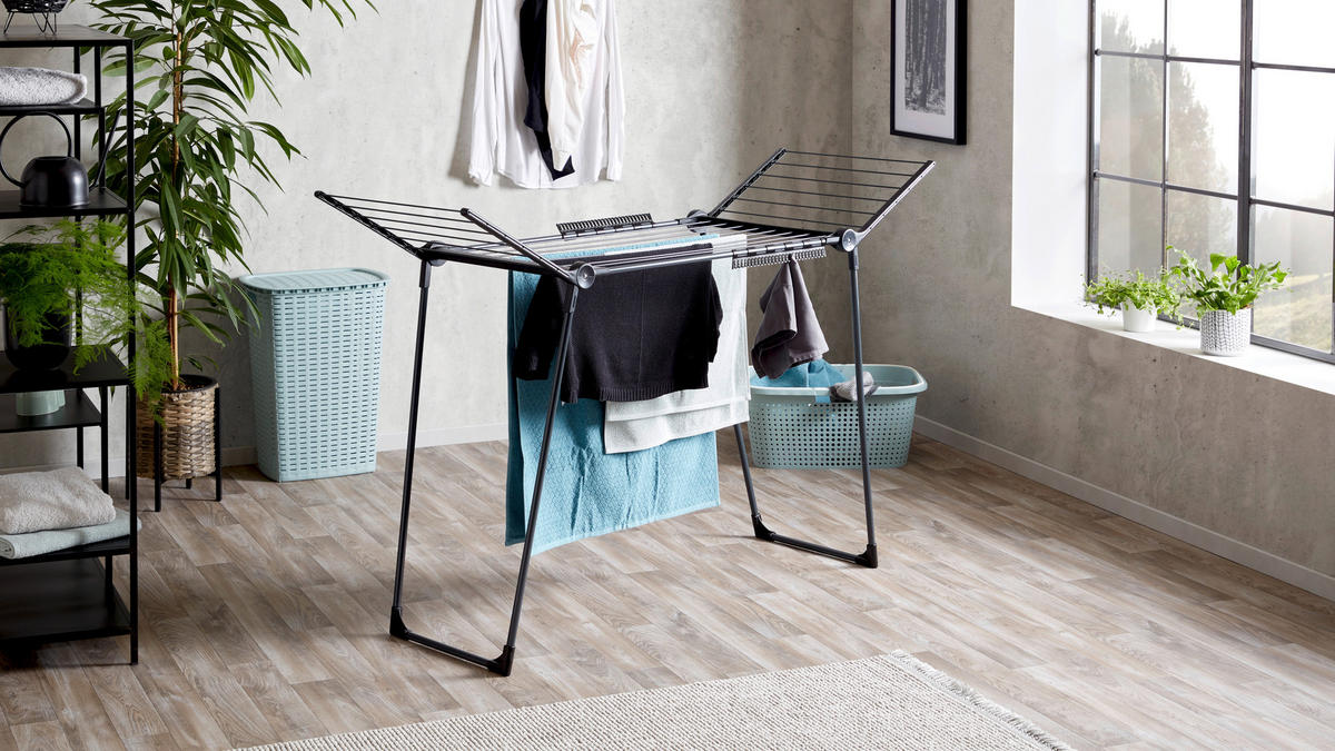 STALAK ZA SUŠENJE RUBLJA - crna, Basics, metal/plastika (157/87/55cm) - Leifheit