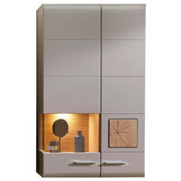 ZÁVĚSNÁ VITRÍNA, šedá, barvy dubu, 80/136/37 cm - šedá/barvy stříbra, Design, kov/kompozitní dřevo (80/136/37cm) - Hom`in