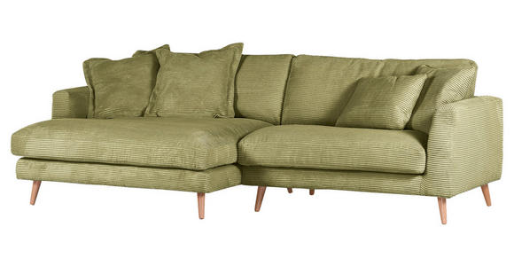 ECKSOFA in Cord Hellgrün  - Naturfarben/Hellgrün, ROMANTIK / LANDHAUS, Holz/Textil (140/270cm) - Landscape