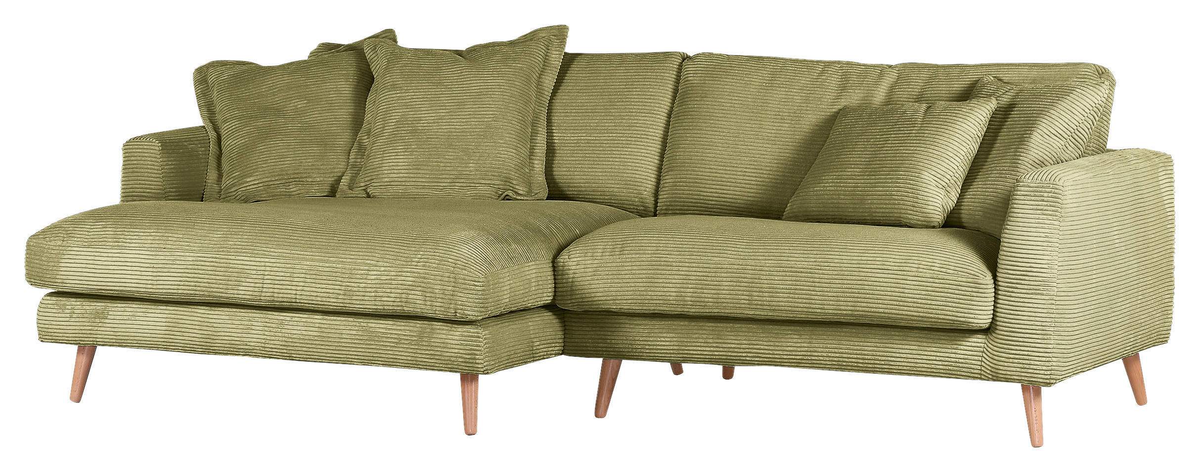 ECKSOFA Hellgrün Cord  - Naturfarben/Hellgrün, ROMANTIK / LANDHAUS, Holz/Textil (140/270cm) - Landscape