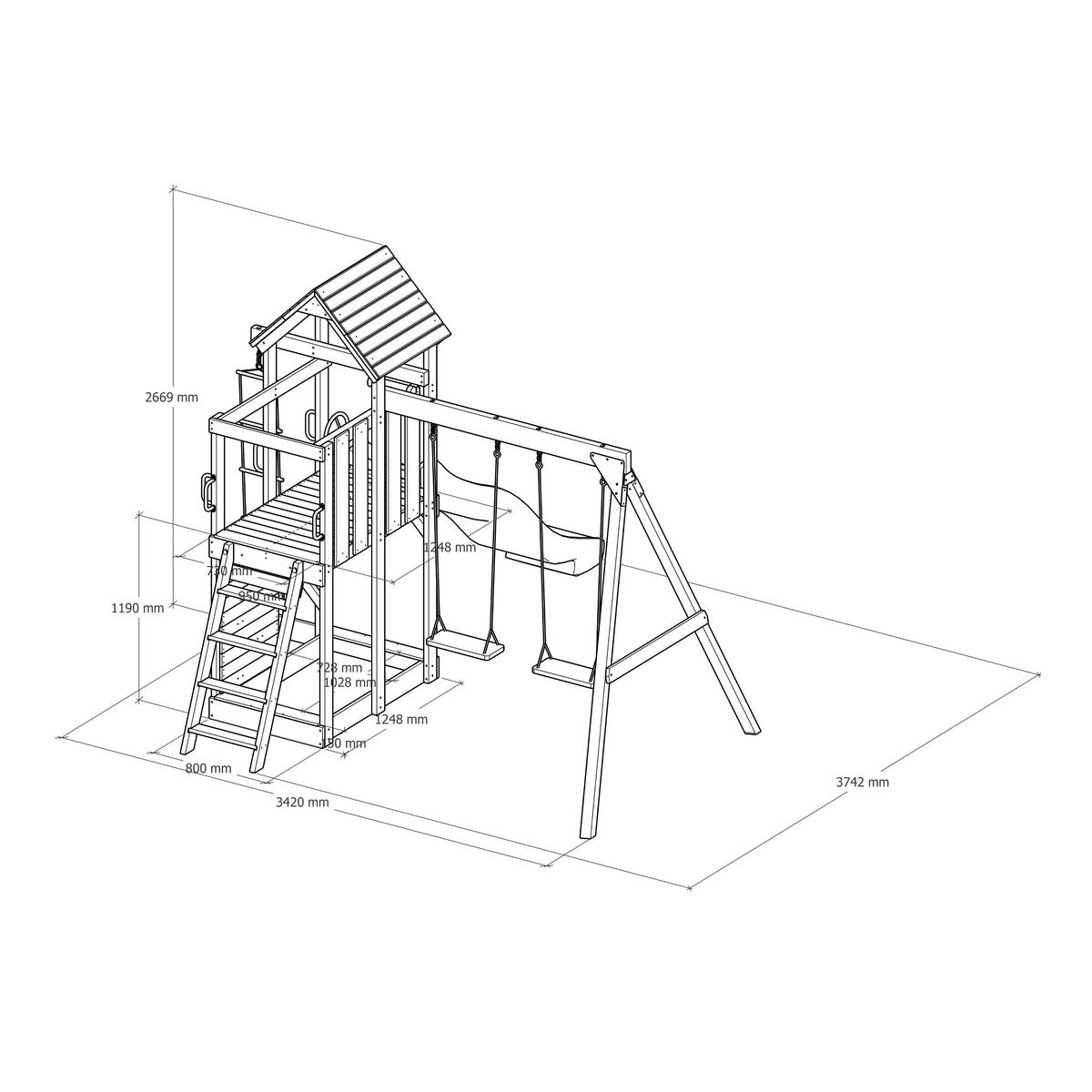 SPIELTURM 342/267/375 cm  - Blau, KONVENTIONELL, Holz/Kunststoff (342/267/375cm) - Ambia Garden