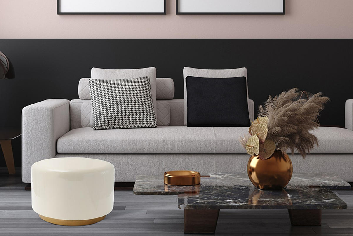 BEISTELLTISCH 51,5/43/51,5 cm Goldfarben, Beige  - Beige/Goldfarben, Design, Metall (51,5/43/51,5cm) - Kayoom