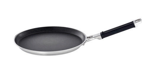 CREPESPFANNE 28 cm  - Edelstahlfarben/Schwarz, Basics, Metall (28cm) - Rösle