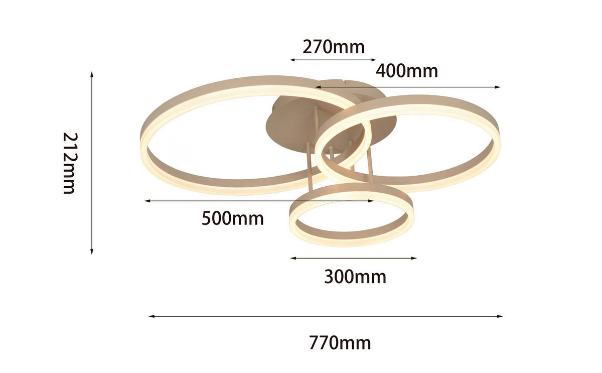 LED-DECKENLEUCHTE 75/38/22,5 cm   - Sandfarben, Basics, Kunststoff/Metall (75/38/22,5cm)