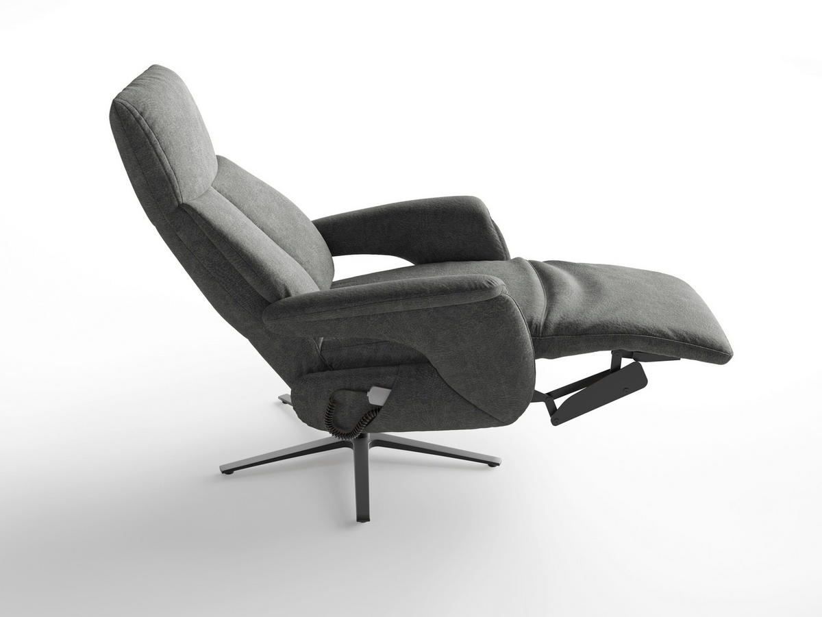 RELAXSESSEL Textil Dunkelgrau  - Dunkelgrau/Schwarz, Basics, Textil/Metall (75/110/85cm) - Sit & More