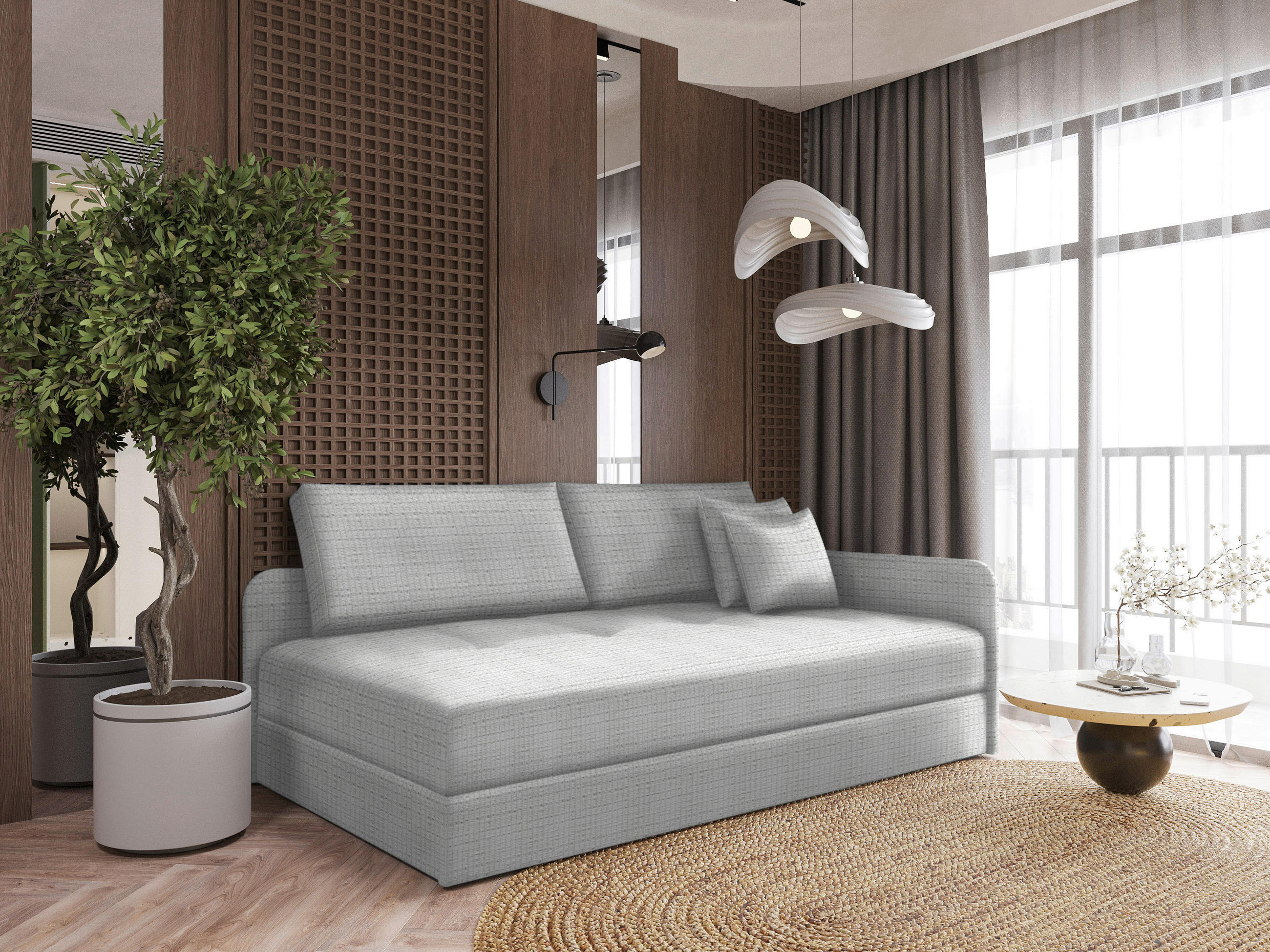 LIEGE in Velours Hellgrau  - Hellgrau/Schwarz, Konventionell, Kunststoff/Textil (205/80/95cm) - Xora