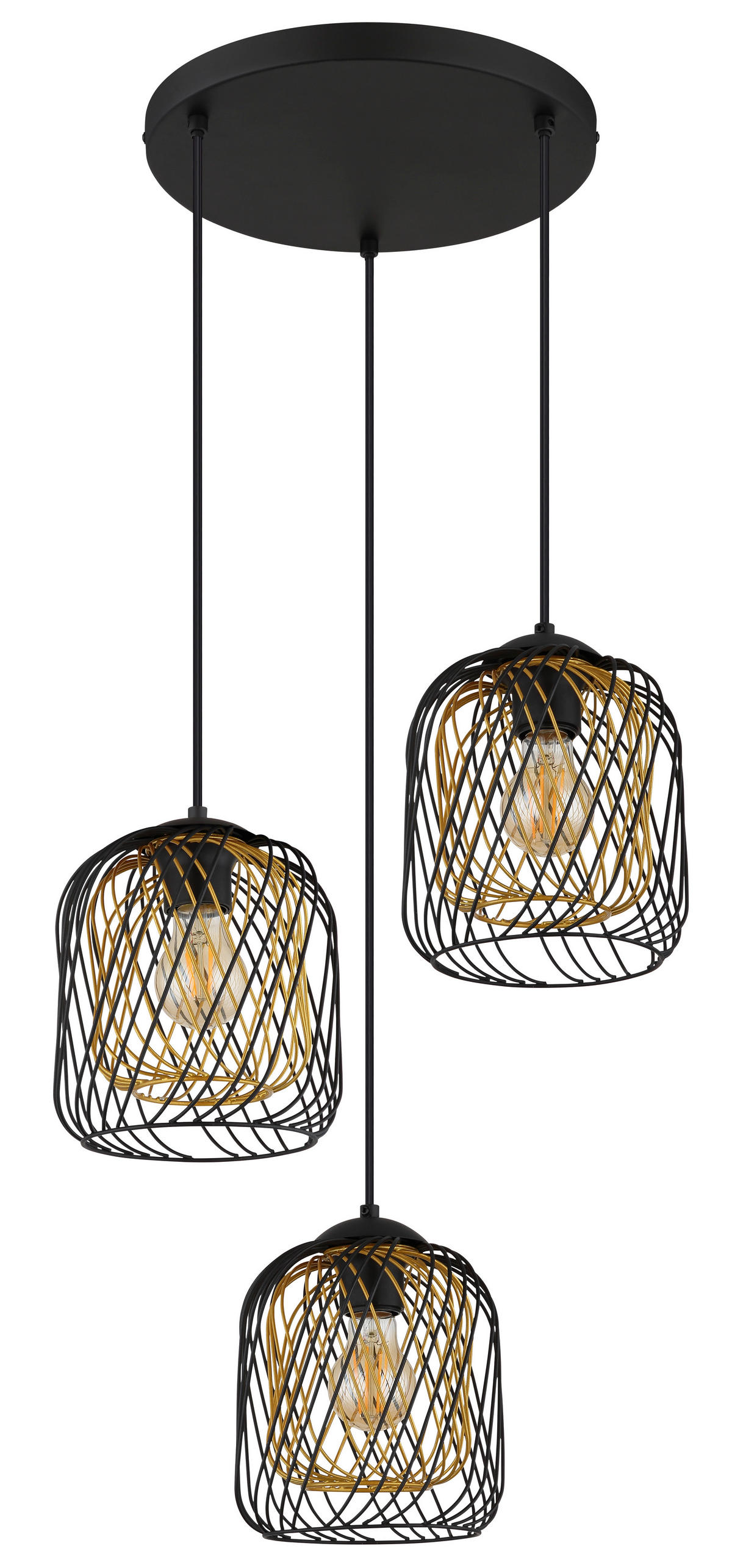 HÄNGELEUCHTE 39,4/150 cm  - Goldfarben/Schwarz, Basics, Kunststoff/Metall (39,4/150cm) - Globo