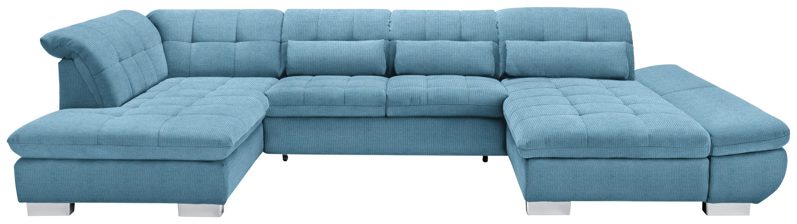 WOHNLANDSCHAFT in Mikrofaser Pastellblau  - Chromfarben/Pastellblau, Design, Kunststoff/Textil (211/350/204cm) - Xora