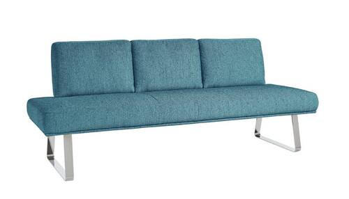 SITZBANK 209/92/78 cm  in Hellblau  - Chromfarben/Hellblau, Design, Textil/Metall (209/92/78cm) - Dieter Knoll
