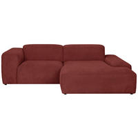 ECKSOFA 252/170 cm HANNAH in Cord Rot  252/170 cm  - Rot/Schwarz, Design, Kunststoff/Textil (252/170cm) - MID.YOU