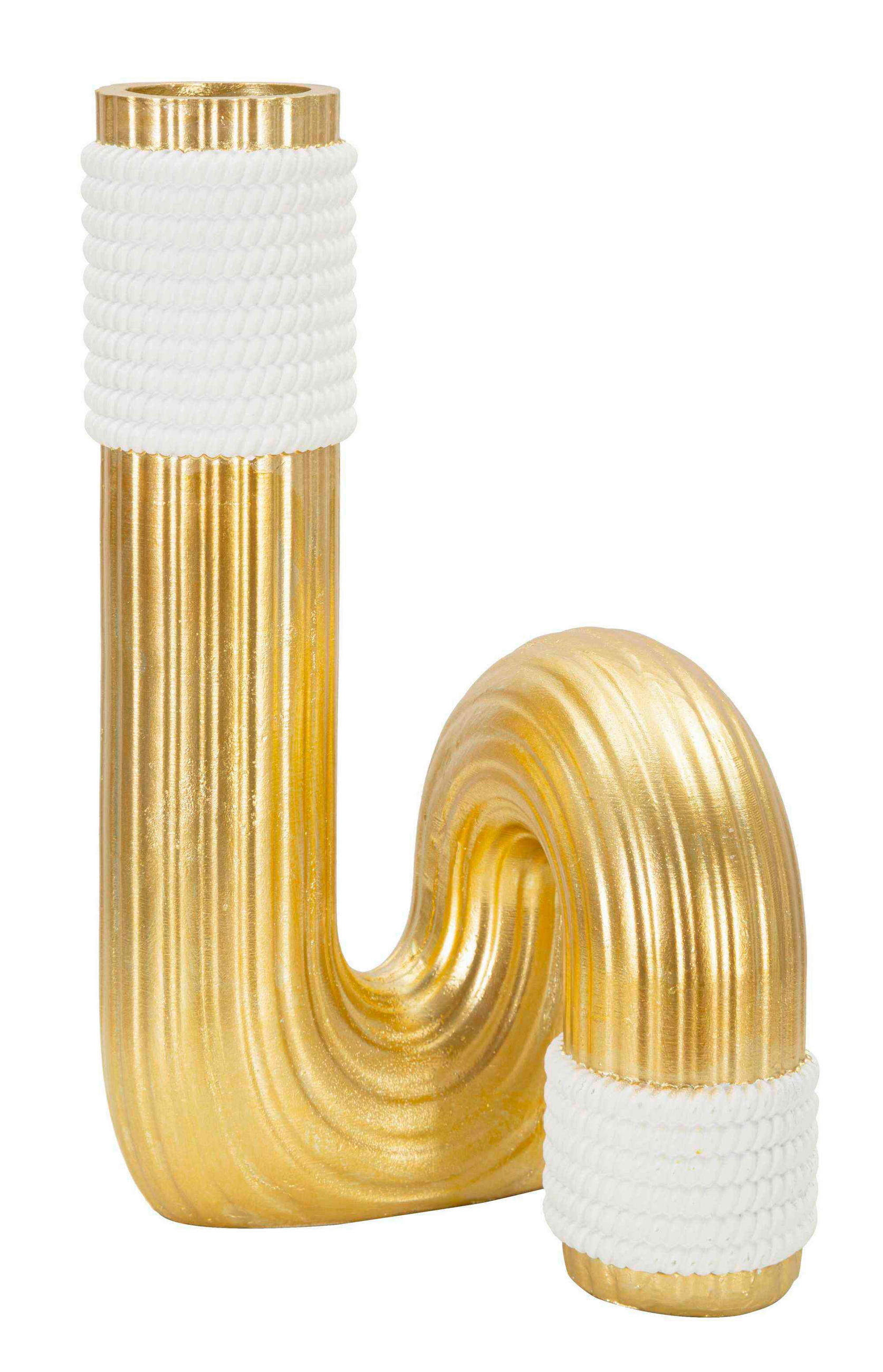 Mauro Ferretti Vase Gold, Weiß 14.5x25x13 cm