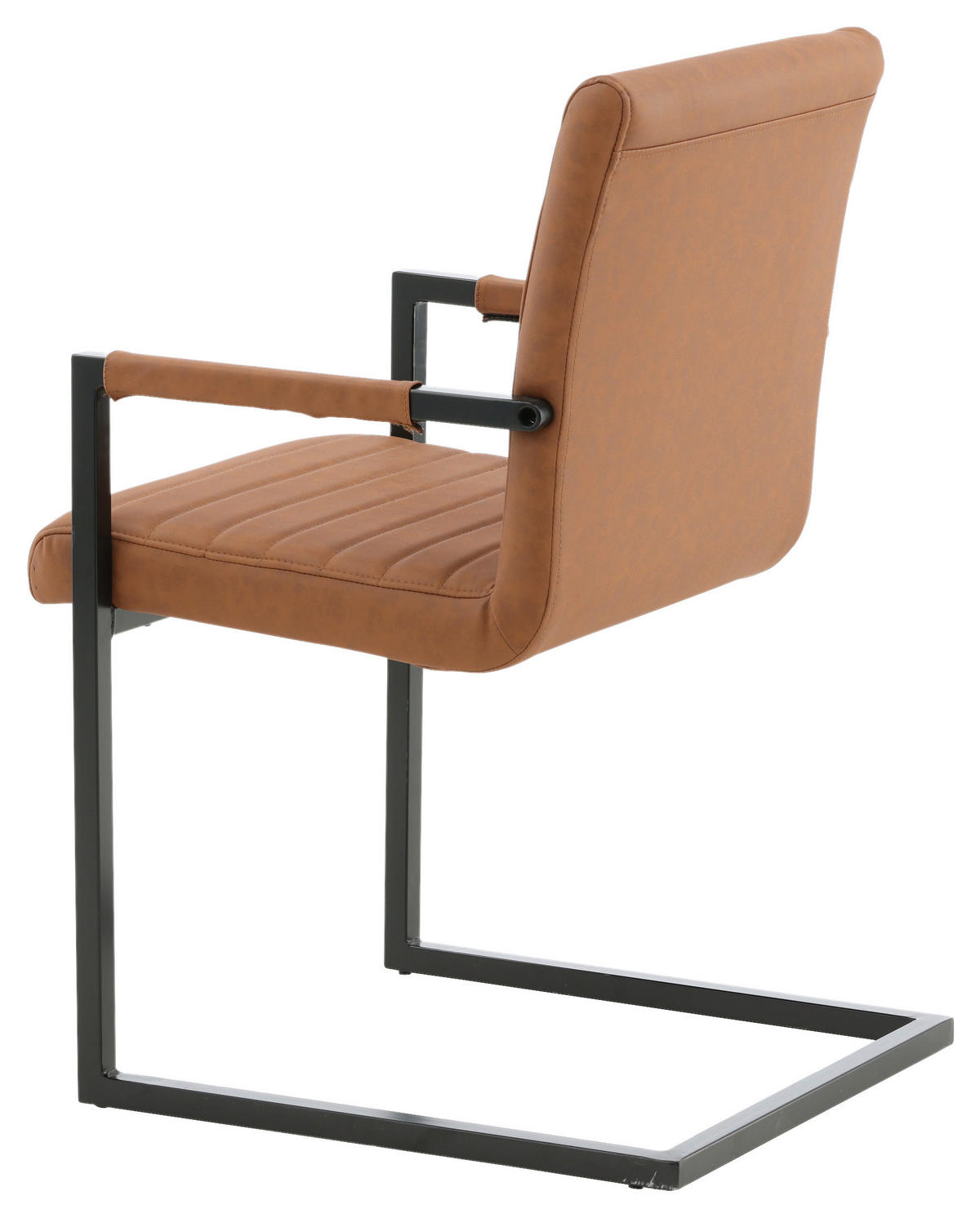 STOL MED ARMSTÖD SET 2 styck stål läderimitation (vegan)  - brun/svart, Design, metall/textil (54/88/63cm) - Livetastic