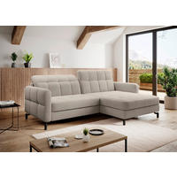 ECKSOFA in Plüsch Beige  225/160 cm  - Beige/Schwarz, Design, Textil/Metall (225/160cm) - MID.YOU