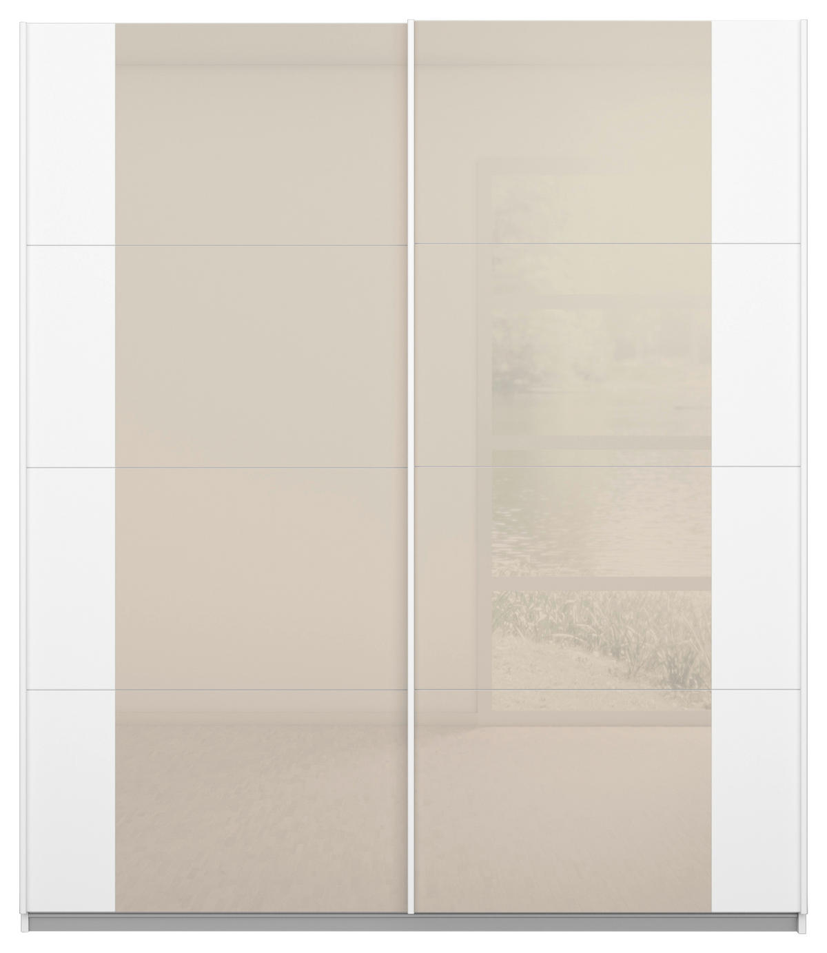SCHWEBETÜRENSCHRANK in Weiss, Champagner  - Weiss/Champagner, Modern, Glas/Holzwerkstoff (181/210/62cm) - Rauch Möbel