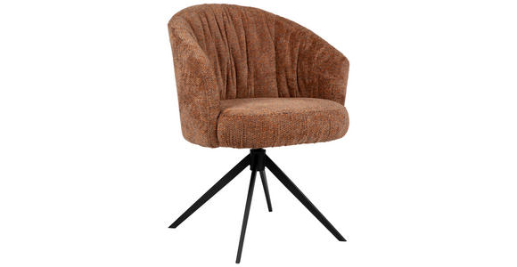 ARMLEHNSTUHL  in Eisen Chenille  - Cognac/Schwarz, Design, Textil/Metall (63/81,5/62,5cm) - Dieter Knoll