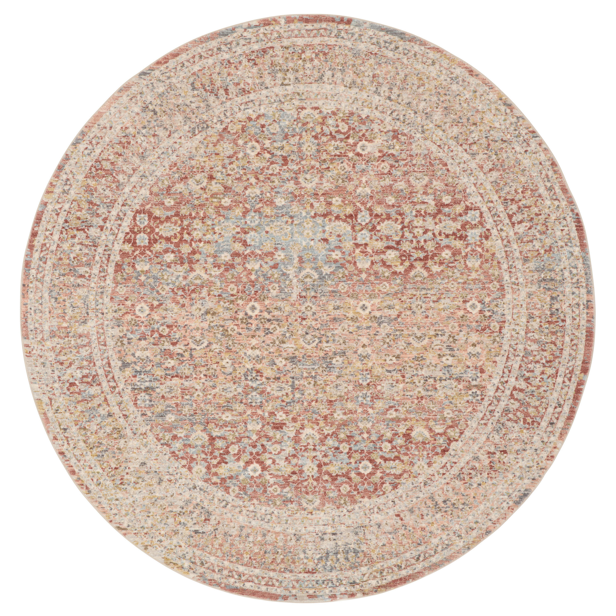 VINTAGE-TEPPICH  Wohnzimmer 160 cm TABRIZ Terracotta rund  - Terracotta, KONVENTIONELL, Kunststoff/Textil (160cm) - Dieter Knoll