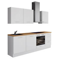 KÜCHENLEERBLOCK 230 cm   in Weiß  - Edelstahlfarben/Eichefarben, Design, Holzwerkstoff/Metall (230cm) - Impuls