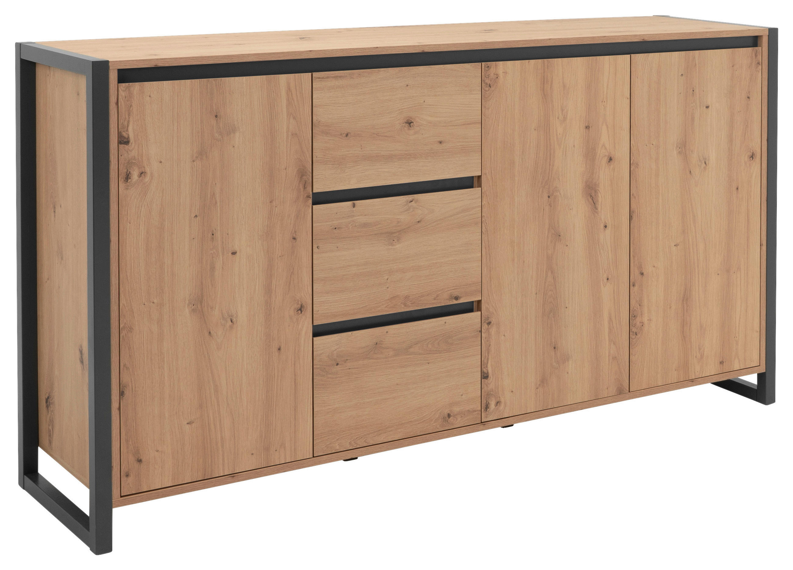 KOMMODE 160/88/40 cm  in Eichefarben  - Eichefarben/Anthrazit, KONVENTIONELL, Holzwerkstoff (160/88/40cm) - MID.YOU