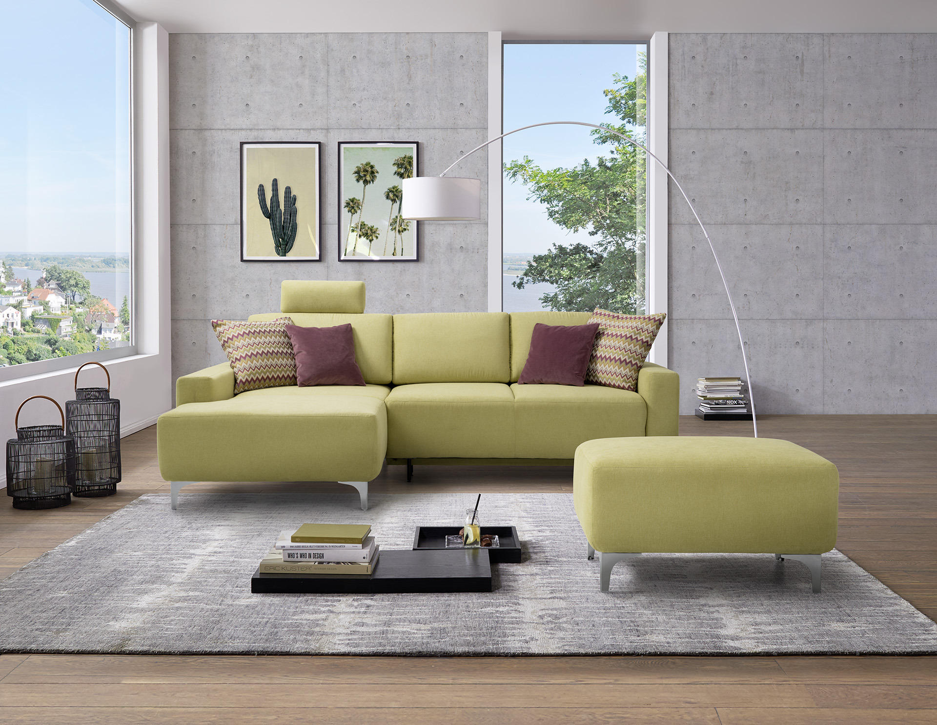 ECKSOFA Anthrazit Chenille  - Anthrazit/Alufarben, Design, Textil/Metall (248/160cm) - Sedda