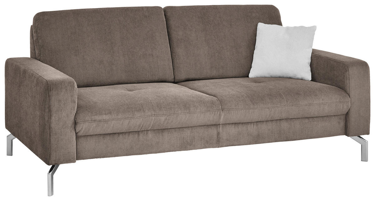 3-SITZER-SOFA Feincord Taupe  - Taupe/Chromfarben, Design, Textil/Metall (194/87/105cm) - Beldomo Style