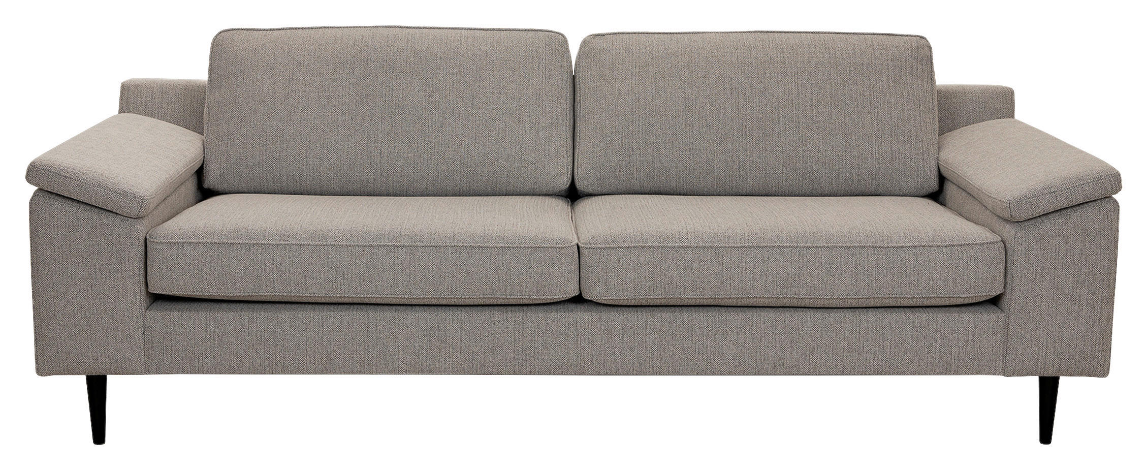 2,5-SITS SOFFA i svart, greige  - greige/cognacfärgad, Basics, metall/trä (226/85/92cm) - Pure Home Comfort