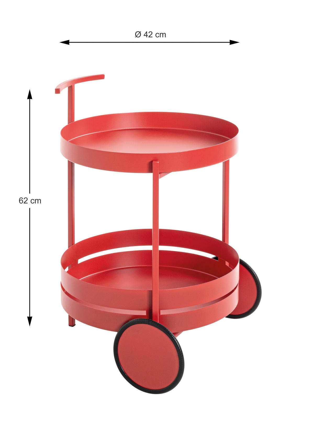 SERVIERWAGEN Rot, Koralle  - Koralle/Rot, Design, Metall (42/42/61cm)