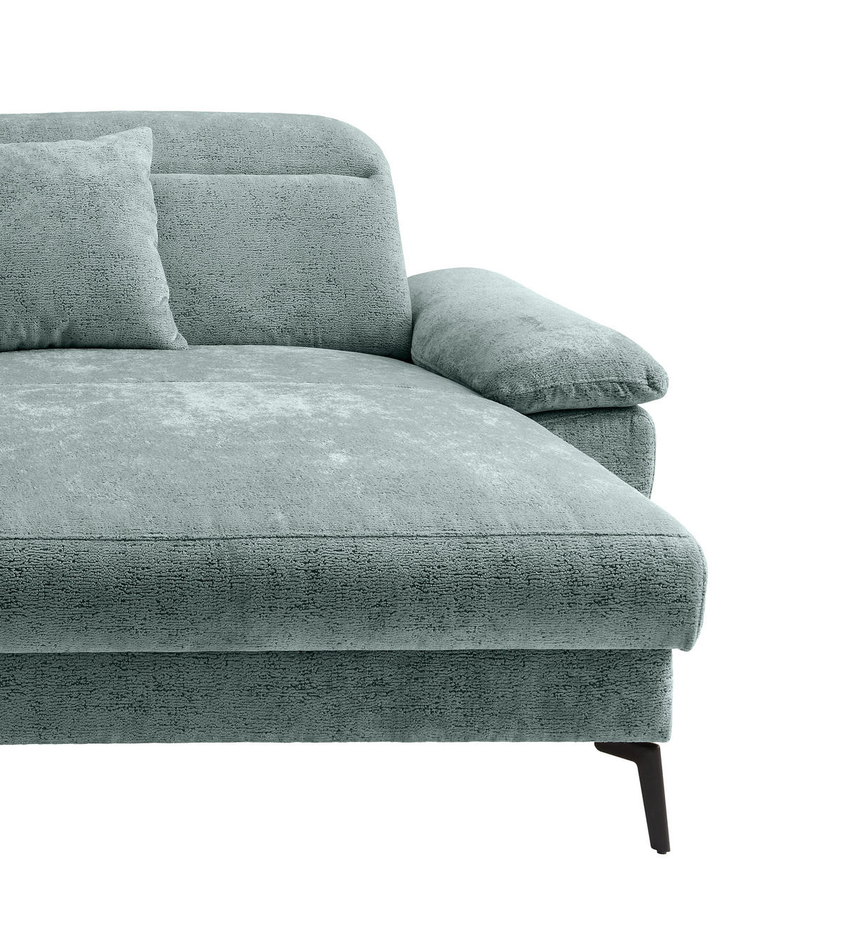 ECKSOFA CANCELLI in Struktur Türkis  300/178 cm  - Türkis/Schwarz, KONVENTIONELL, Textil/Metall (300/178cm) - Livetastic