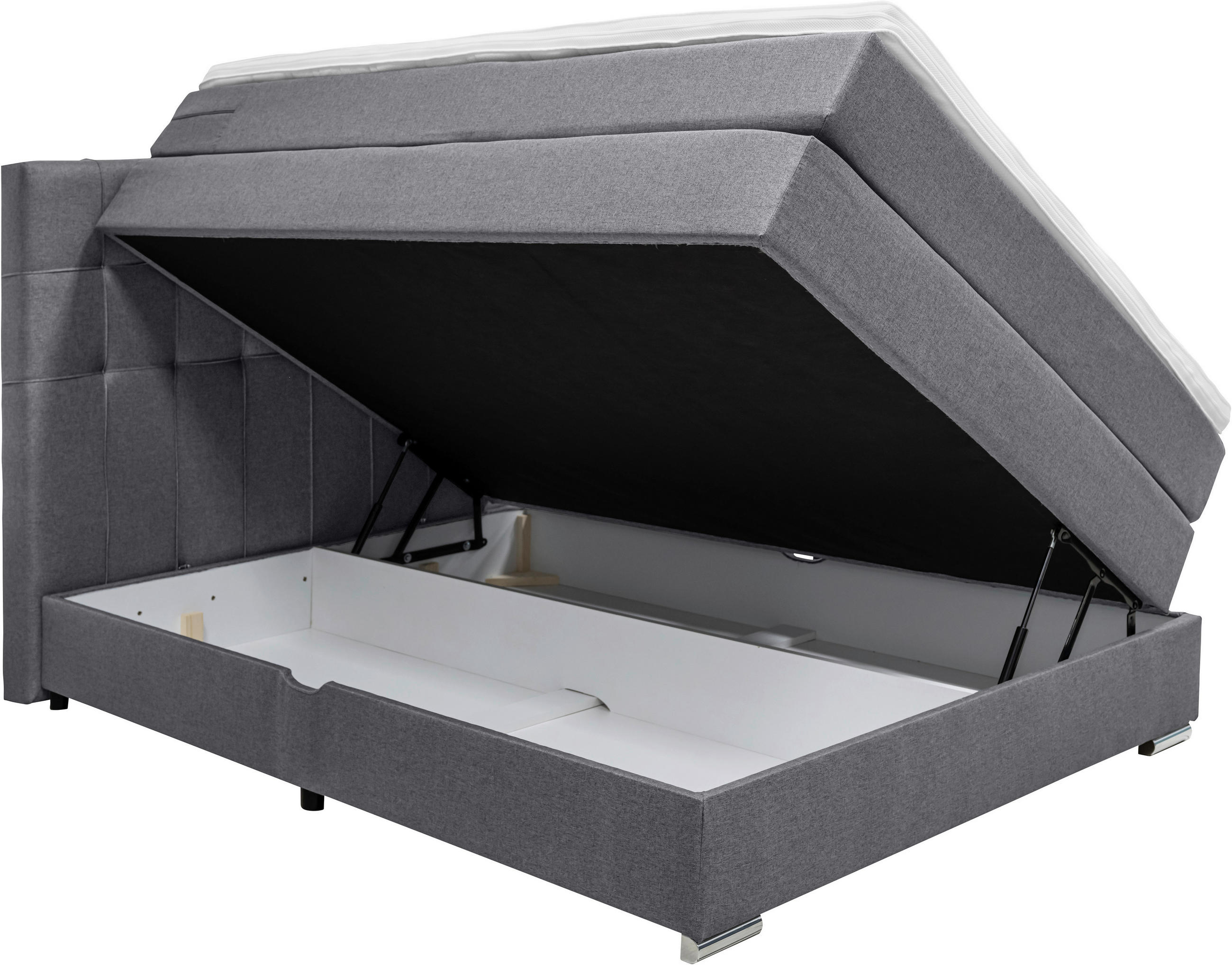 BOXSPRINGBETT 140/200 cm  in Grau  - Alufarben/Grau, KONVENTIONELL, Kunststoff/Textil (140/200cm) - Carryhome