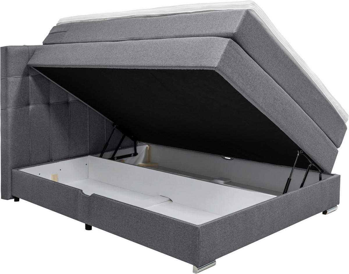 BOXSPRINGBETT 140/200 cm  in Grau  - Alufarben/Grau, Konventionell, Kunststoff/Textil (140/200cm) - Carryhome