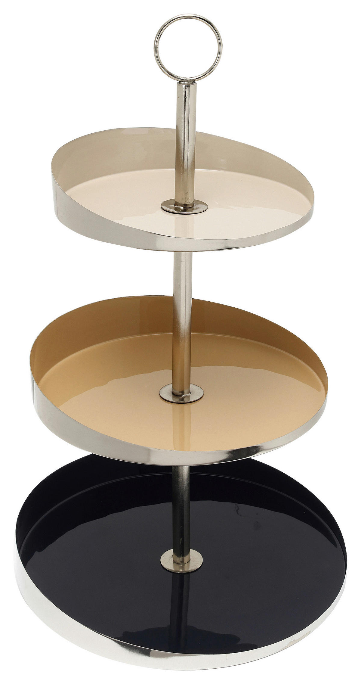 ETAGERE 3-stöckig - Silberfarben/Creme, Trend, Metall (36/60cm) - Kayoom