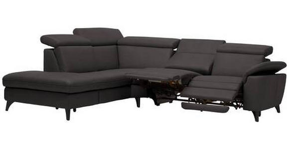 ECKSOFA in Echtleder Dunkelbraun  - Dunkelbraun/Schwarz, Design, Leder/Metall (239/289cm) - Cantus