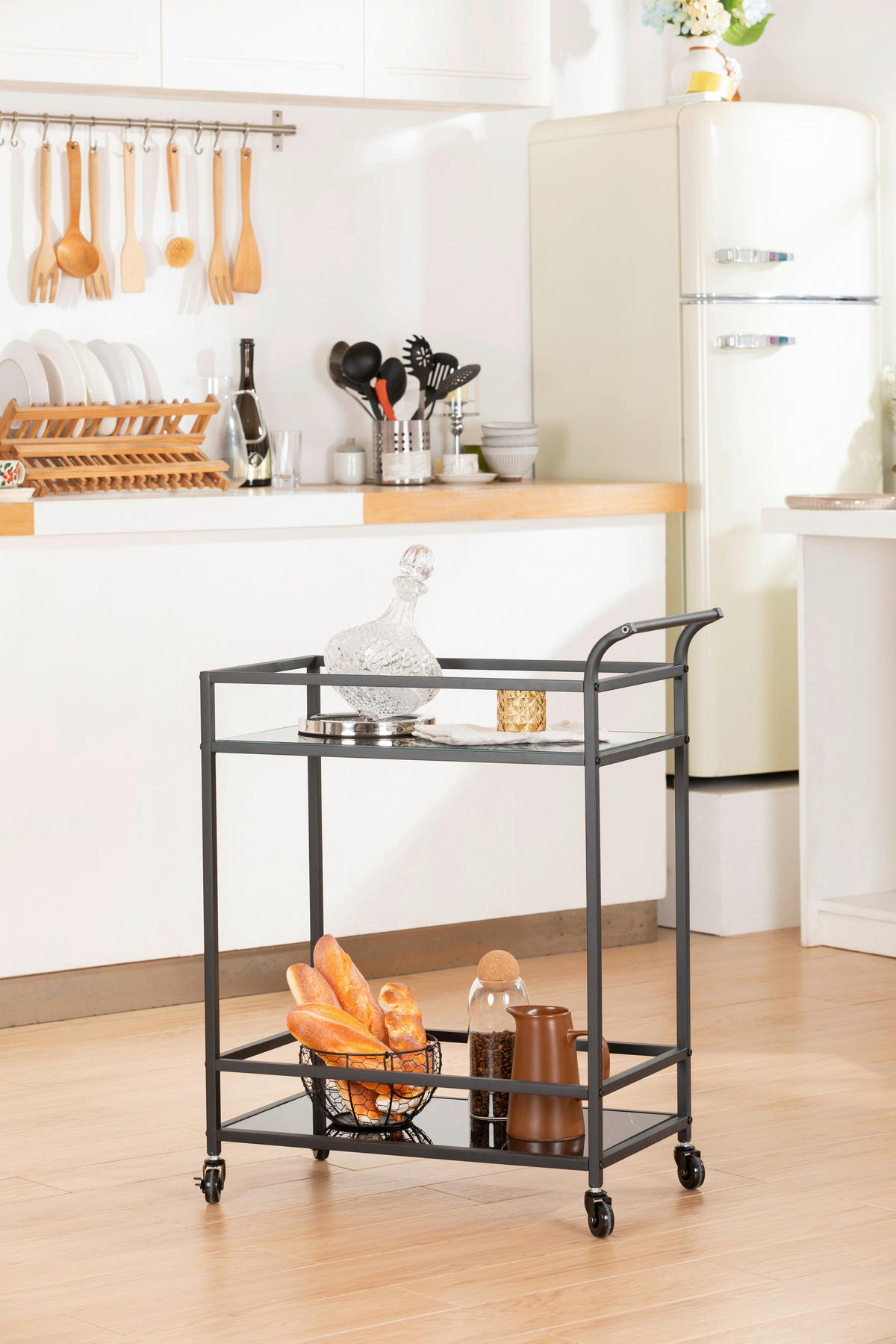 SERVIERWAGEN in Schwarz  - Schwarz, MODERN, Glas/Kunststoff (60/80/35cm) - PBJ