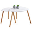 BEISTELLTISCH 55/55/45 cm Bambus teilmassiv Naturfarben, Weiß Freiform  - Naturfarben/Weiß, Design, Holz/Holzwerkstoff (55/55/45cm) - Carryhome