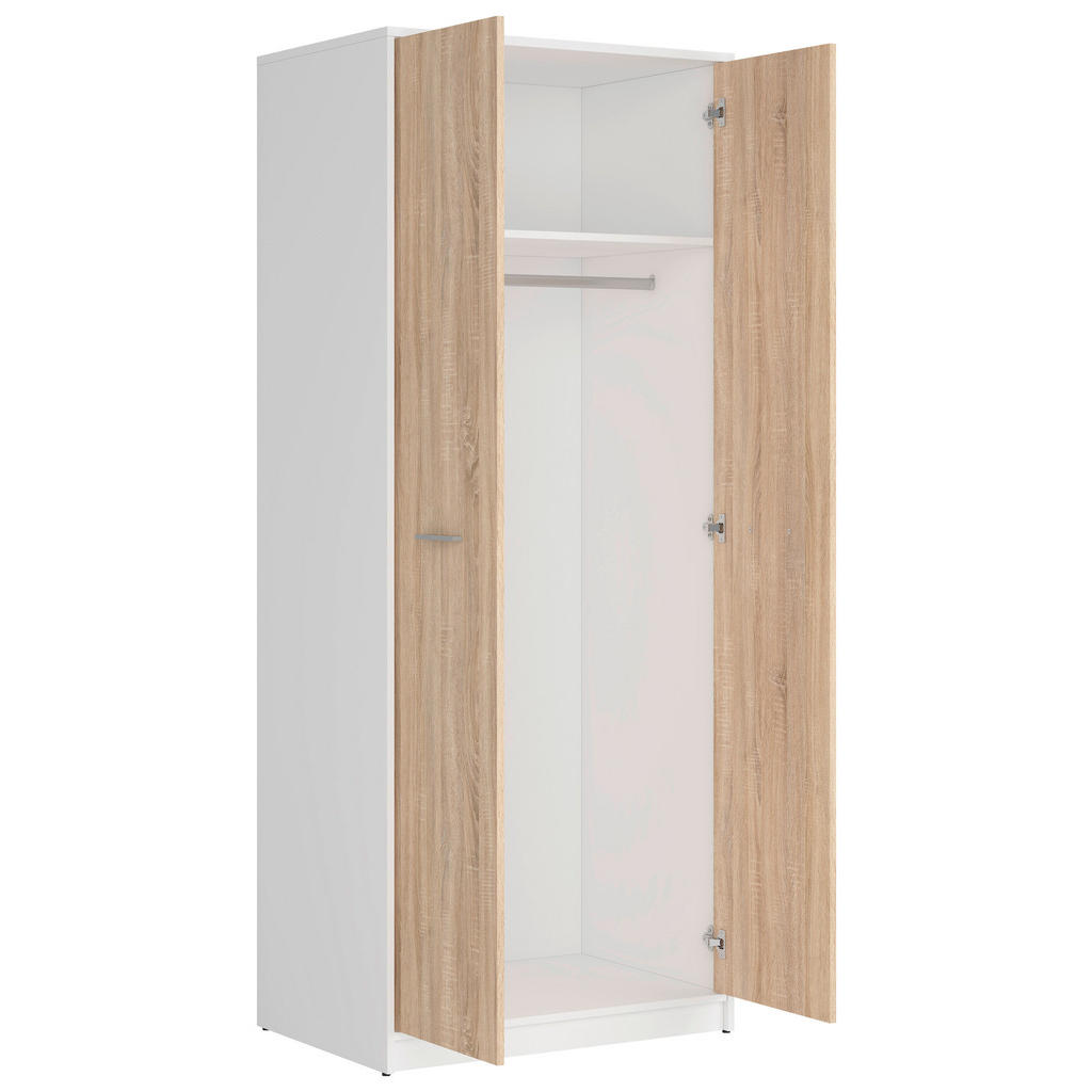 Thumbnail - Mid.you Drehtürenschrank, Weiß, Sonoma Eiche, Kunststoff, 1 Fächer, 80x197x54.5 cm, FSC Mix, Schlafzimmer, Kleiderschrän...
