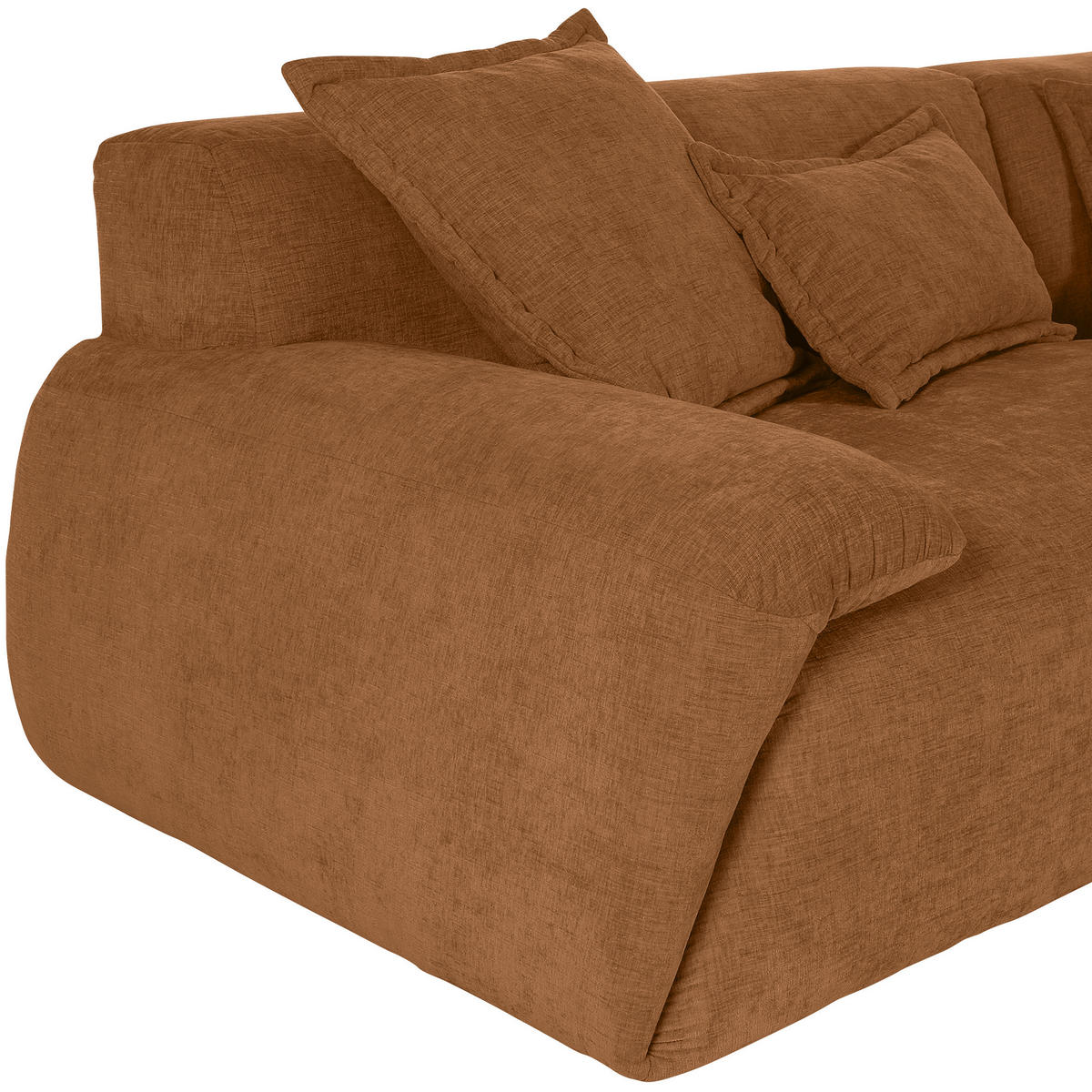 ECKSOFA in Flachgewebe Rostfarben  - Rostfarben/Schwarz, Konventionell, Kunststoff/Textil (274/174cm) - Carryhome