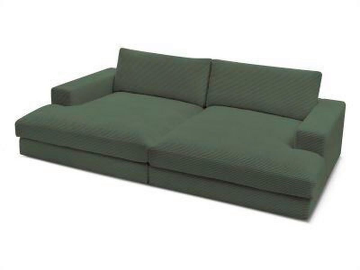 BIGSOFA LEONARD Cord Dunkelgrün  - Dunkelgrün/Schwarz, MODERN, Kunststoff/Textil (234/77/159cm)