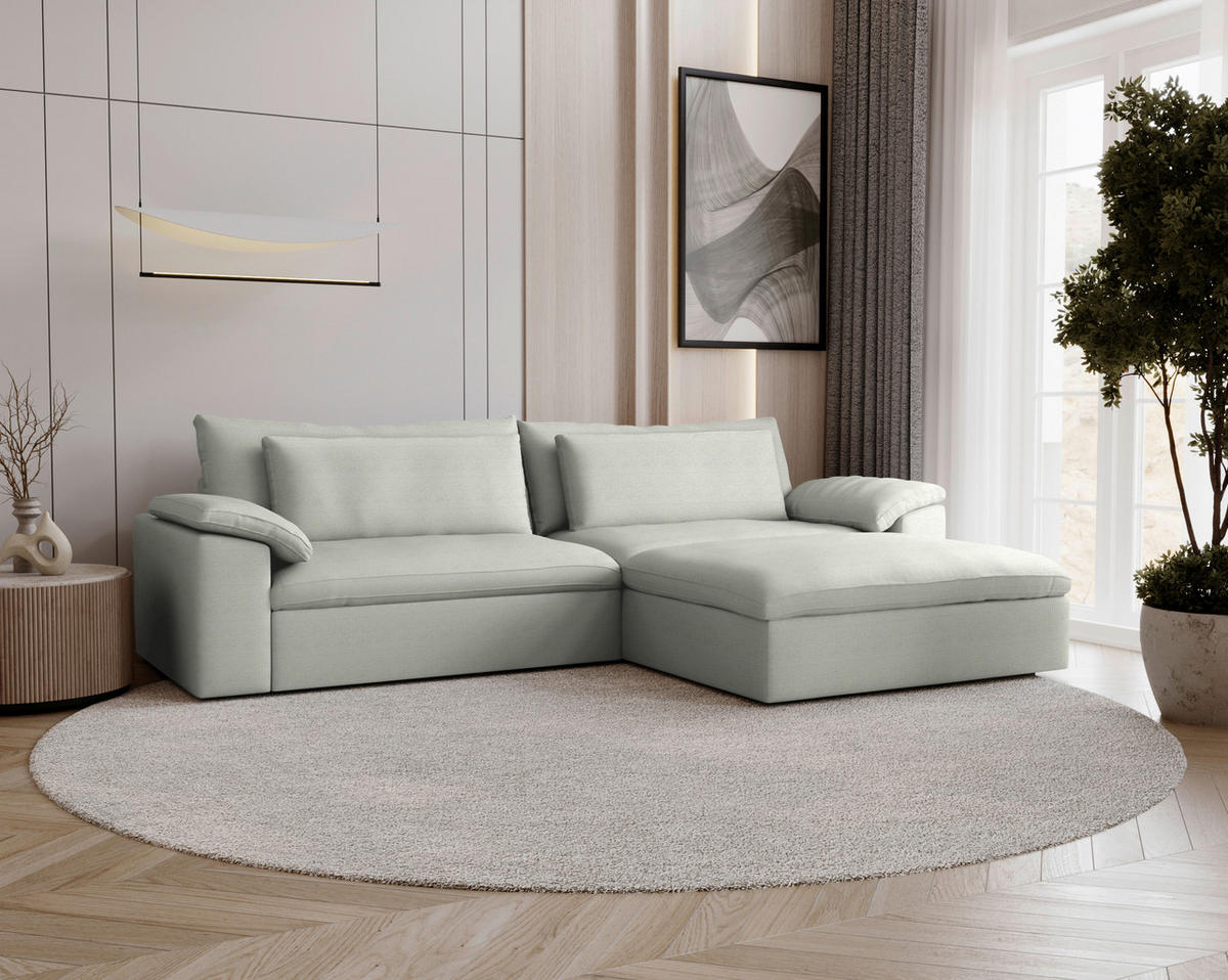 ECKSOFA  Chenille Naturfarben  - Schwarz/Naturfarben, Modern, Kunststoff/Textil (306/198cm) - Carryhome