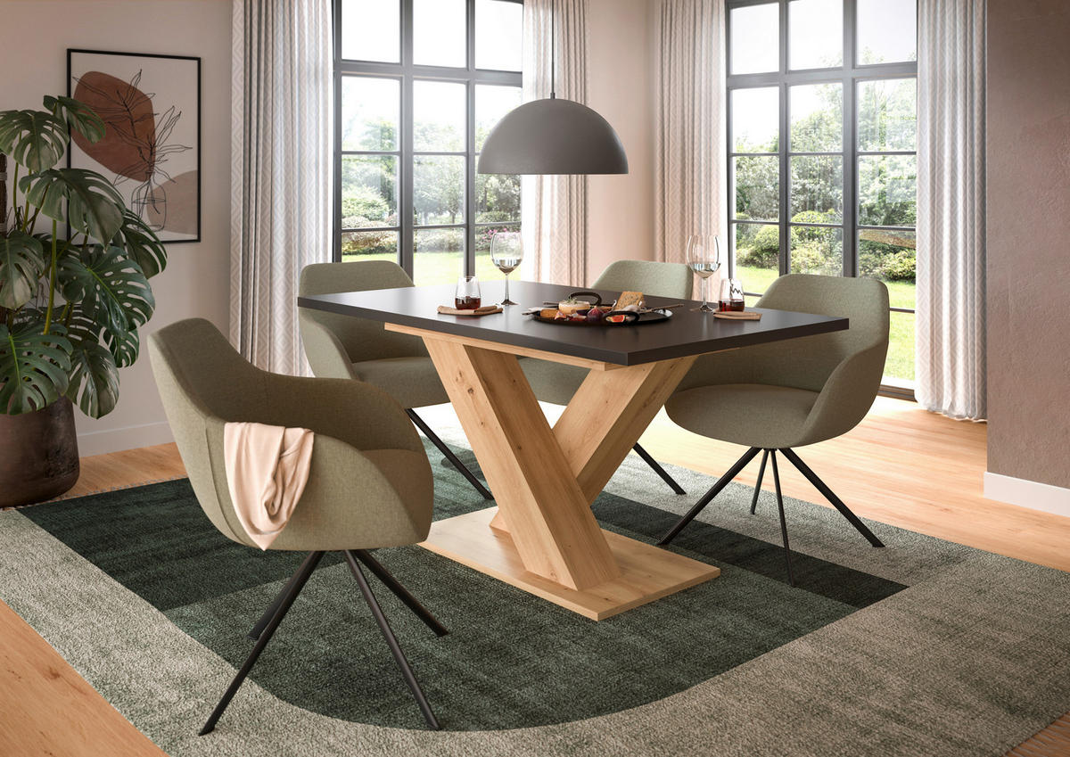 AUSZIEHTISCH in Holzwerkstoff 150-190/90/76 cm  - Eiche Artisan/Grau, KONVENTIONELL, Holzwerkstoff (150-190/90/76cm)