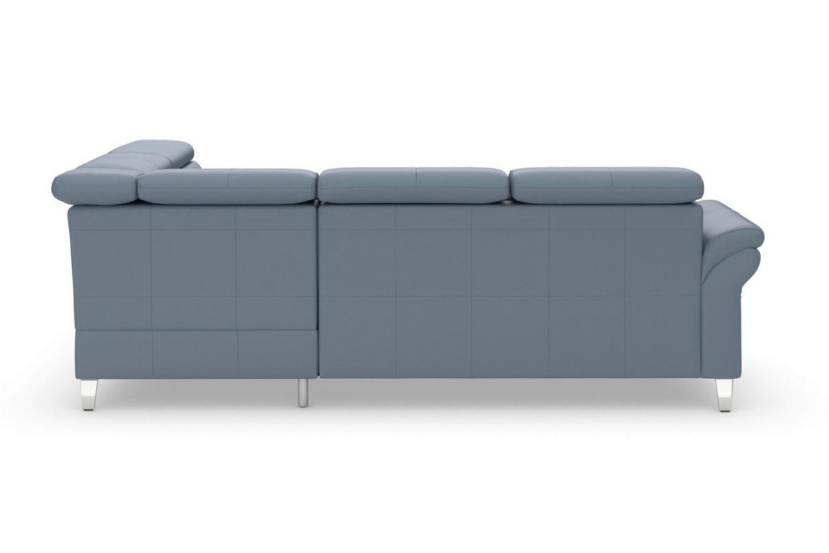 ROHOVÁ SEDAČKA, kůže, šedomodrá - šedomodrá/barvy chromu, Basics, kov/kůže (245/194cm) - Sit & More