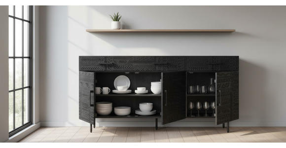 SIDEBOARD  170/80/40 cm 3 Schublade(n)  - Schwarz, LIFESTYLE, Holz/Metall (170/80/40cm) - Landscape