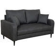 2-SITZER-SOFA in Lederlook Grau  - Schwarz/Grau, KONVENTIONELL, Holz/Textil (164/96/86cm) - Carryhome