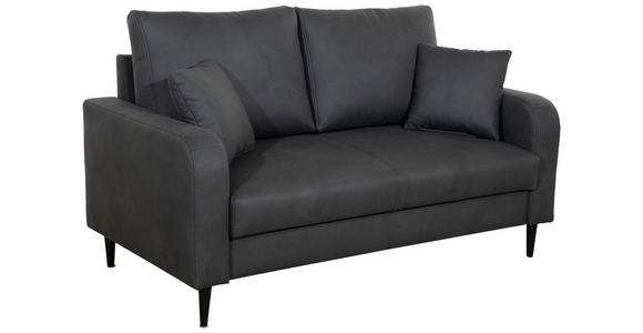2-SITZER-SOFA Lederlook Grau - Schwarz/Grau, KONVENTIONELL, Holz/Textil (164/96/86cm) - Carryhome